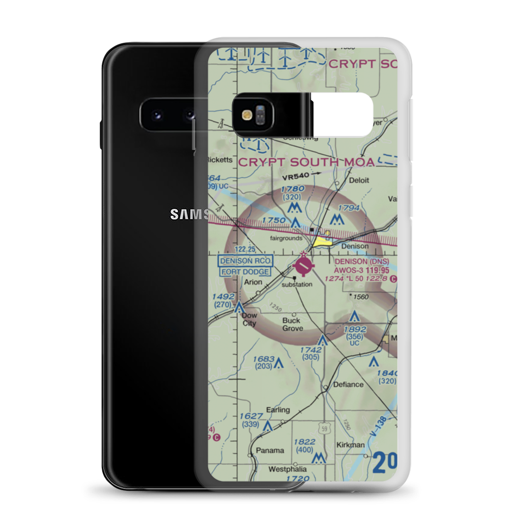 Denison Municipal Airport (DNS) VFR Sectional Samsung Case Samsung Galaxy S10 model shown