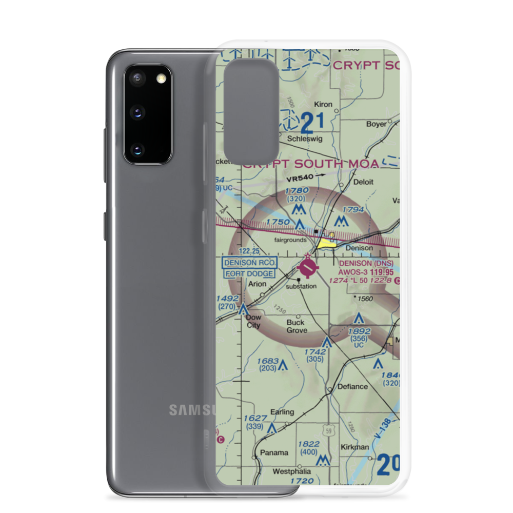 Denison Municipal Airport (DNS) VFR Sectional Samsung Case Samsung Galaxy S20 model shown