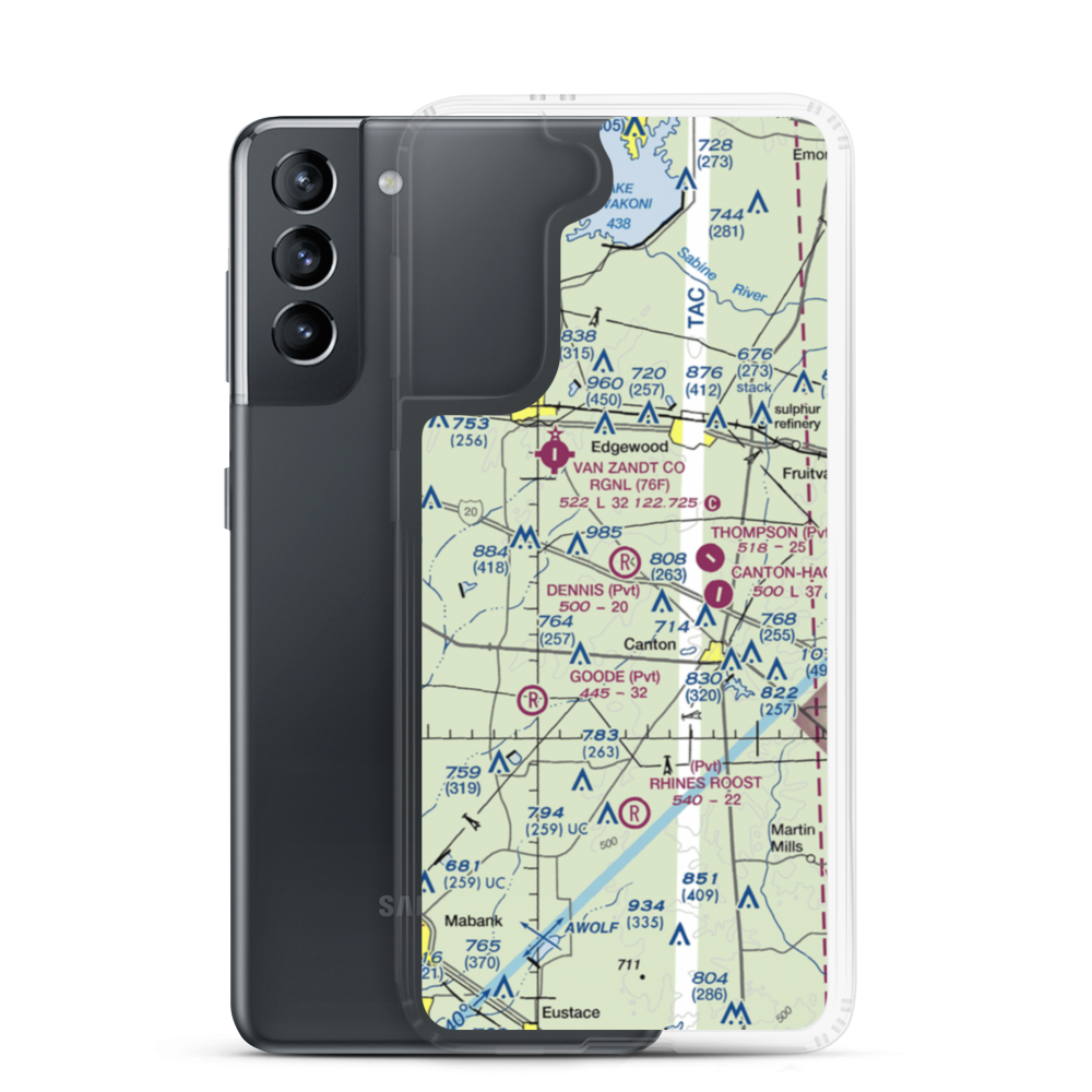 Dennis's Flying Farm Airport (TA86) VFR Sectional Samsung Case Samsung Galaxy S21 model shown