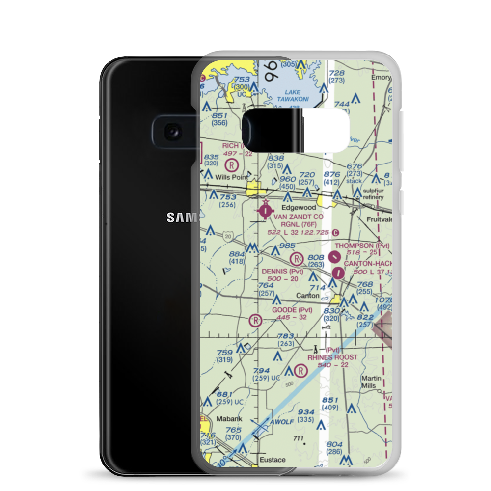 Dennis's Flying Farm Airport (TA86) VFR Sectional Samsung Case Samsung Galaxy S10e model shown