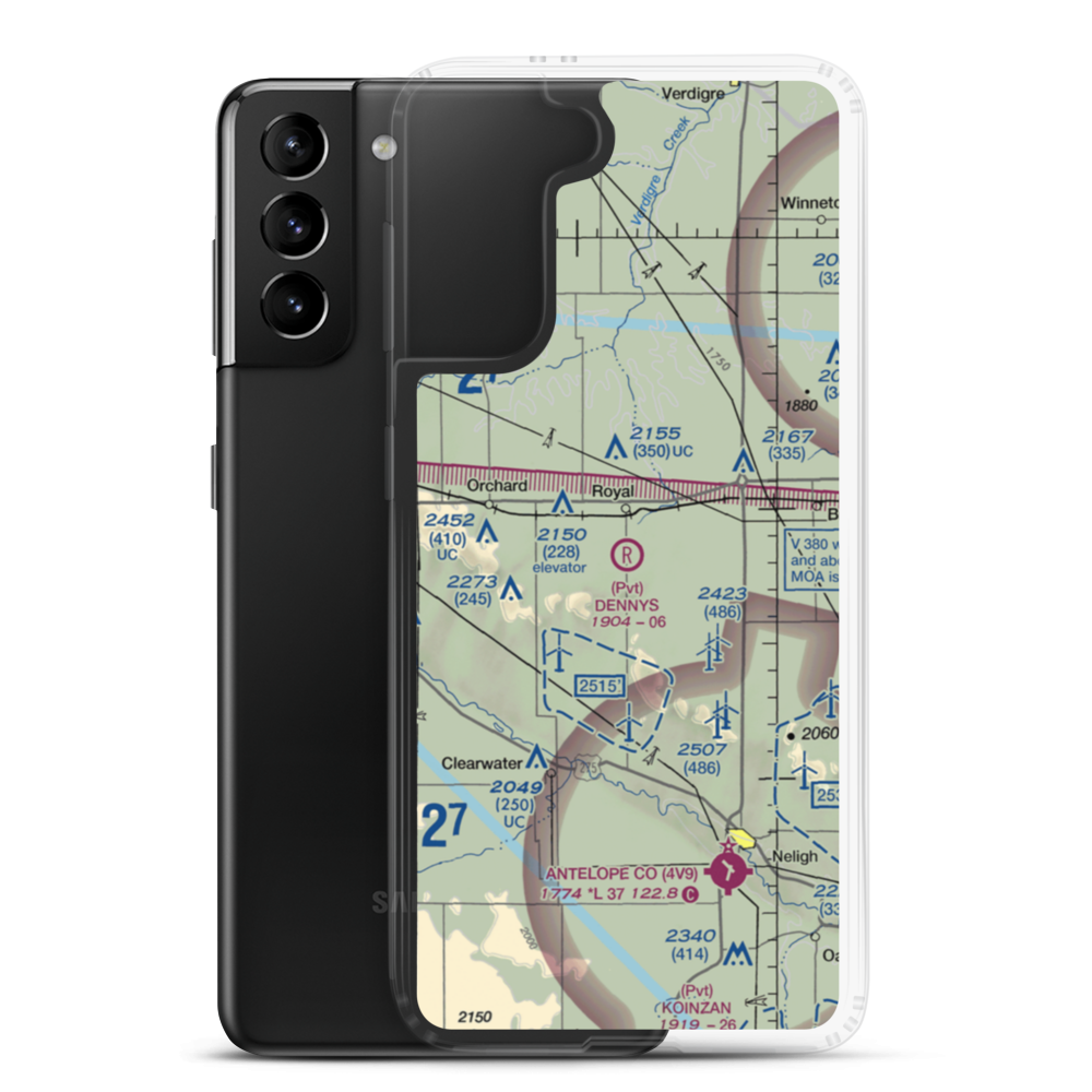 Dennys Playground Airport (NE51) VFR Sectional Samsung Case Samsung Galaxy S21 Plus model shown