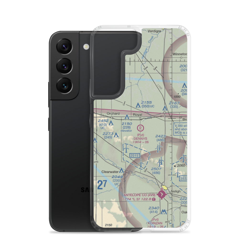 Dennys Playground Airport (NE51) VFR Sectional Samsung Case Samsung Galaxy S22 model shown