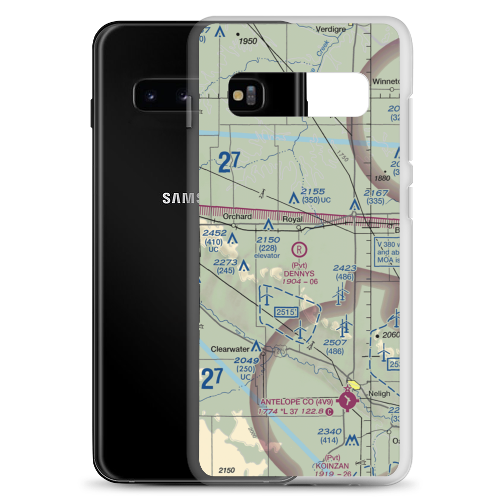 Dennys Playground Airport (NE51) VFR Sectional Samsung Case Samsung Galaxy S10+ model shown