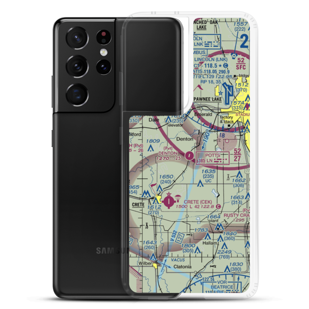 Denton Airfield (NE40) VFR Sectional Samsung Case Samsung Galaxy S21 Ultra model shown