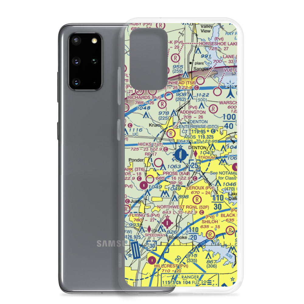 Denton Municipal Airport (DTO) VFR Sectional Samsung Case Samsung Galaxy S20 Plus model shown