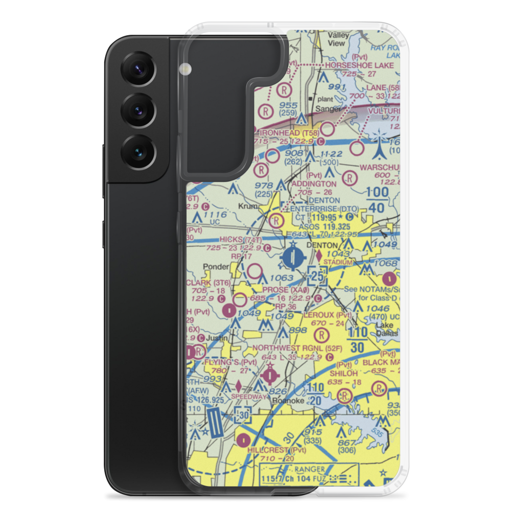 Denton Municipal Airport (DTO) VFR Sectional Samsung Case Samsung Galaxy S22 Plus model shown