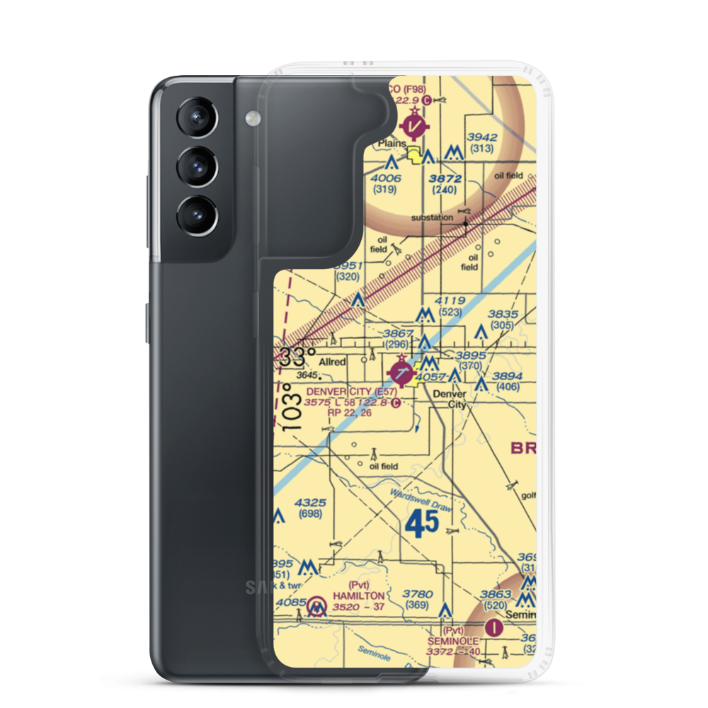 Denver City Airport (E57) VFR Sectional Samsung Case Samsung Galaxy S21 model shown