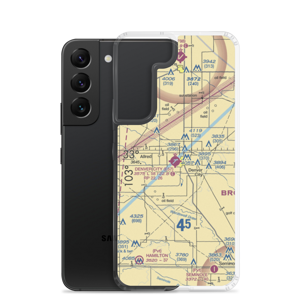 Denver City Airport (E57) VFR Sectional Samsung Case Samsung Galaxy S22 model shown