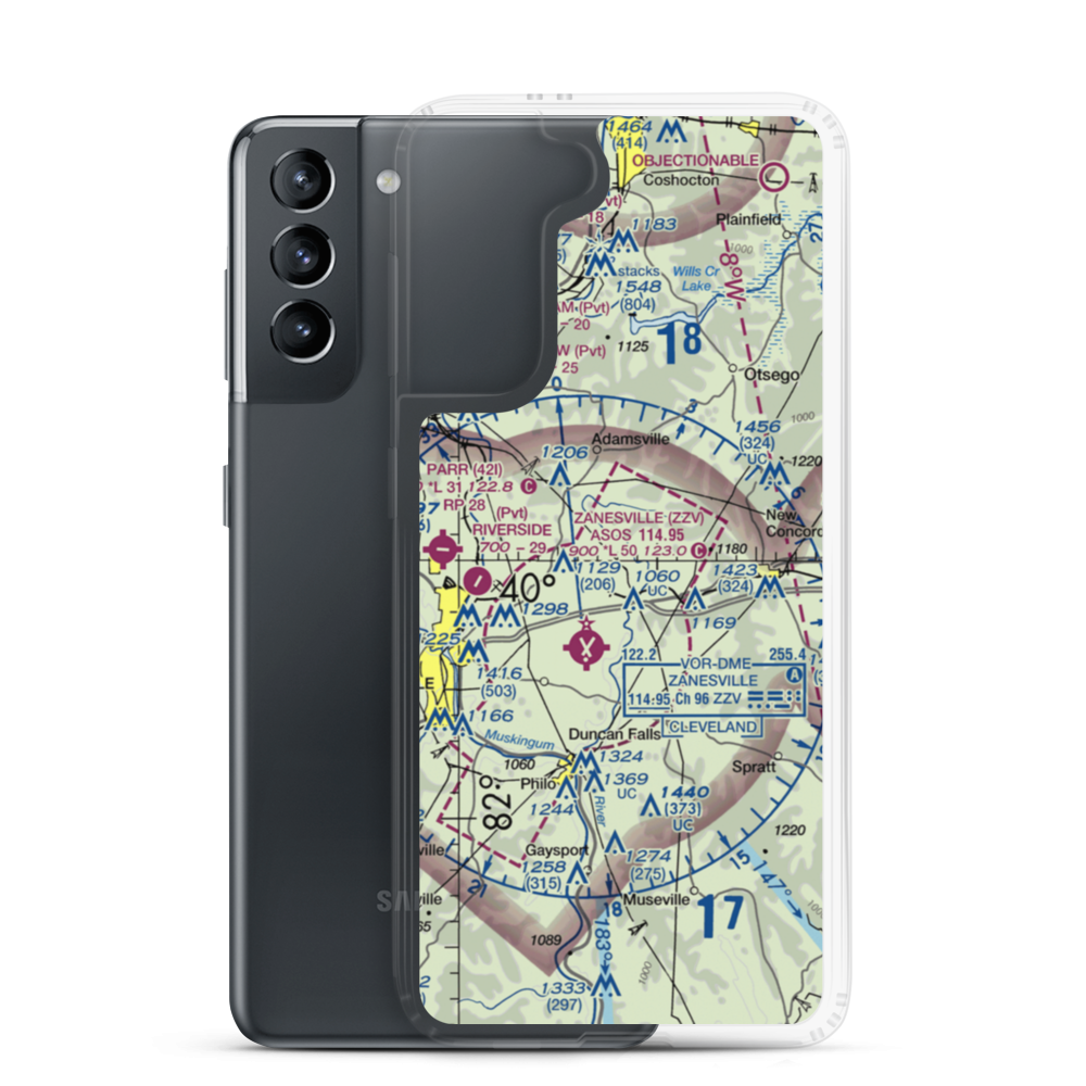 Derry Landing Strip (1OH7) VFR Sectional Samsung Case Samsung Galaxy S21 model shown