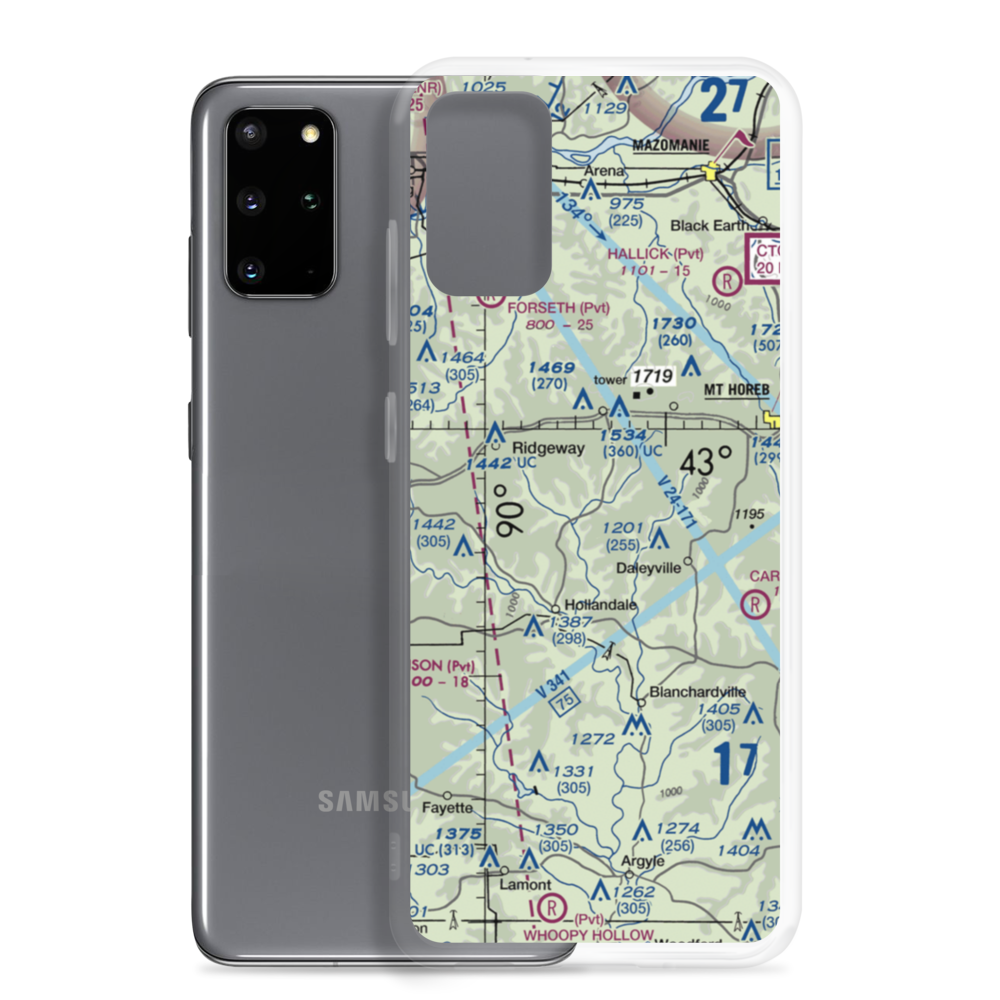 Desmet Airport (WI53) VFR Sectional Samsung Case Samsung Galaxy S20 Plus model shown