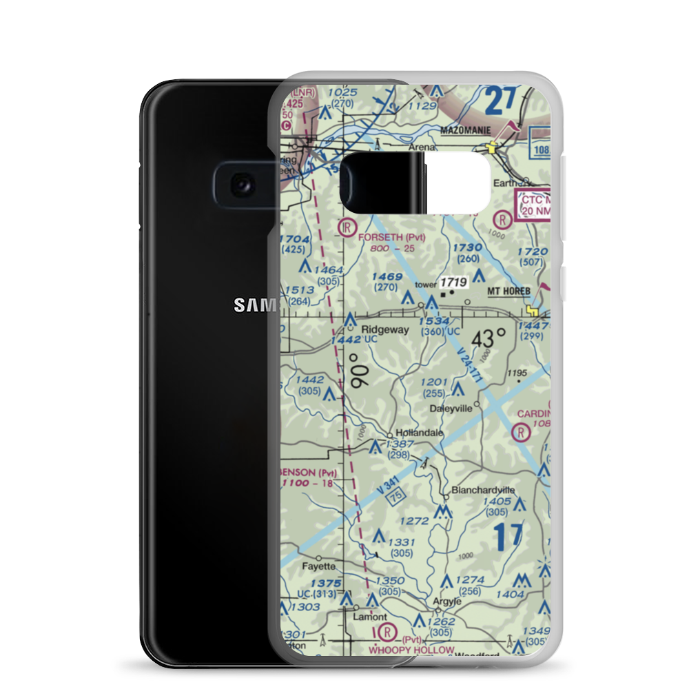 Desmet Airport (WI53) VFR Sectional Samsung Case Samsung Galaxy S10e model shown