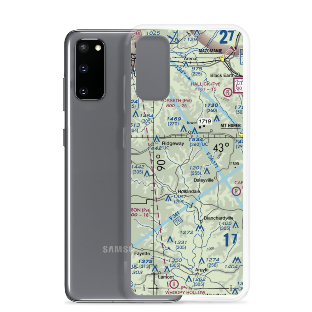Desmet Airport (WI53) VFR Sectional Samsung Case Samsung Galaxy S20 model shown