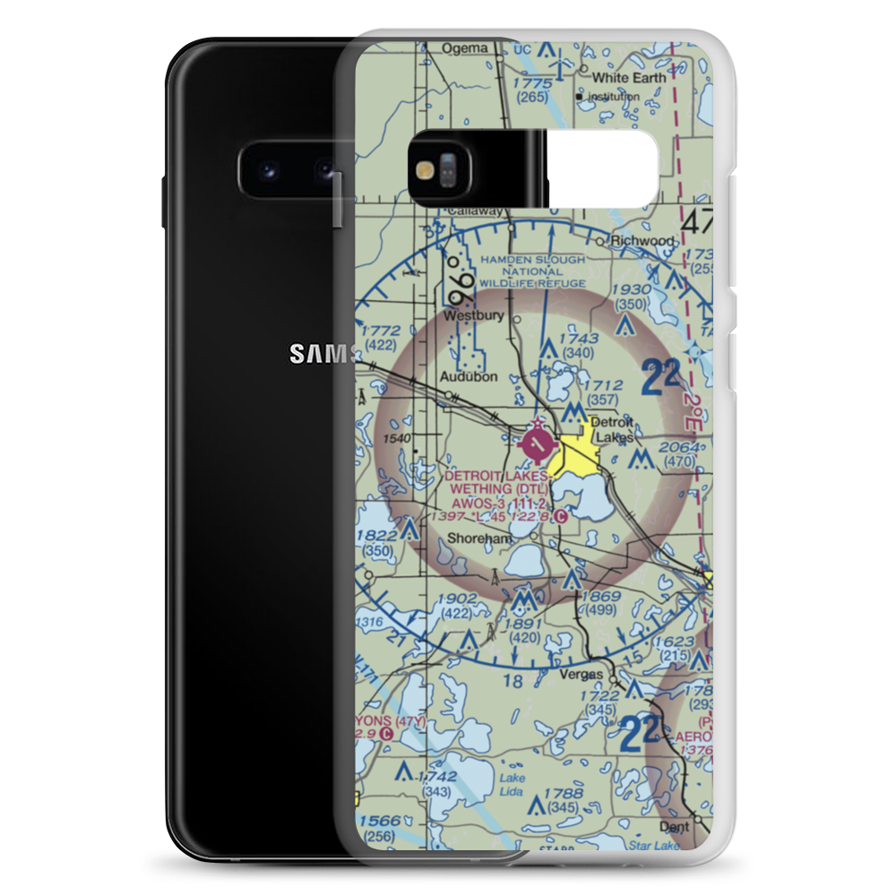 Detroit Lakes Airport - Wething Field (DTL) VFR Sectional Samsung Case Samsung Galaxy S10+ model shown