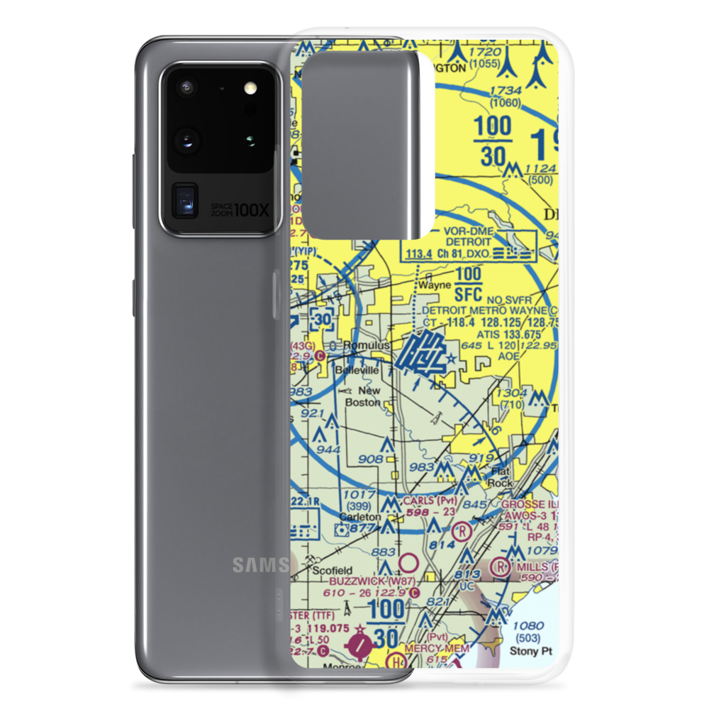 Detroit Metropolitan Wayne County Airport (DTW) VFR Sectional Samsung Case Samsung Galaxy S20 Ultra model shown