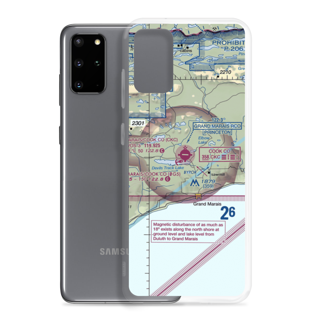 Devil's Track Airport (GRM) VFR Sectional Samsung Case Samsung Galaxy S20 Plus model shown