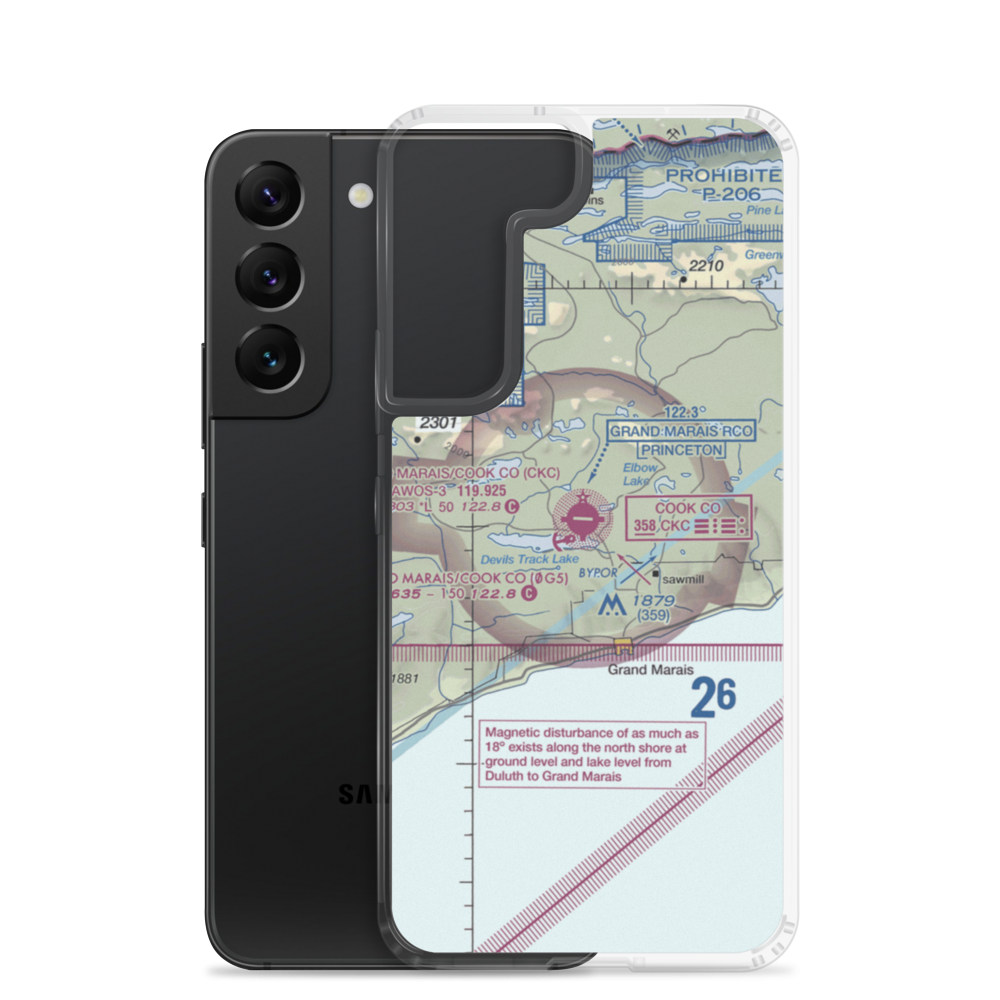 Devil's Track Airport (GRM) VFR Sectional Samsung Case Samsung Galaxy S22 model shown