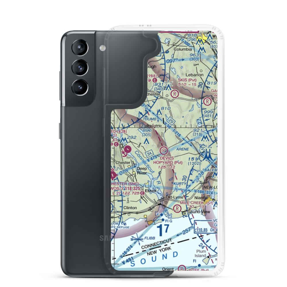 Devils Hopyard Field (CT11) VFR Sectional Samsung Case Samsung Galaxy S21 model shown