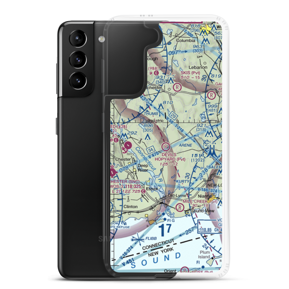 Devils Hopyard Field (CT11) VFR Sectional Samsung Case Samsung Galaxy S21 Plus model shown