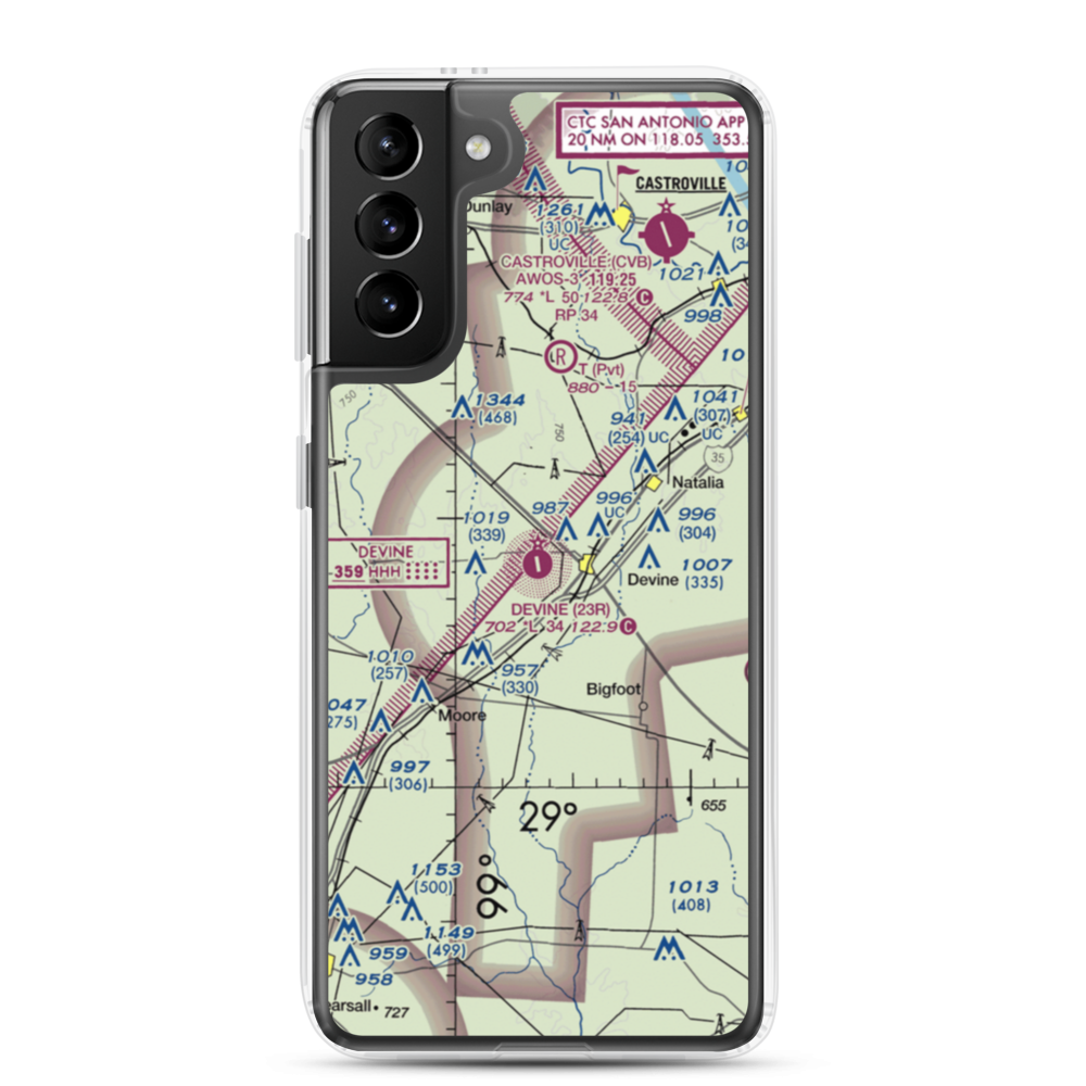 Devine Municipal Airport (23R) VFR Sectional Samsung Case Samsung Galaxy S21 Plus model shown