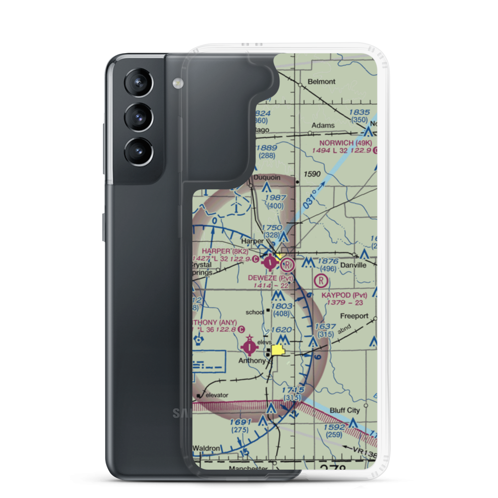 Deweze Airport (5KS3) VFR Sectional Samsung Case Samsung Galaxy S21 model shown