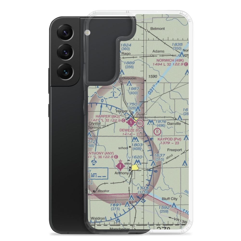 Deweze Airport (5KS3) VFR Sectional Samsung Case Samsung Galaxy S22 Plus model shown