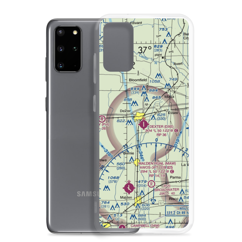 Dexter Municipal Airport (DXE) VFR Sectional Samsung Case Samsung Galaxy S20 Plus model shown