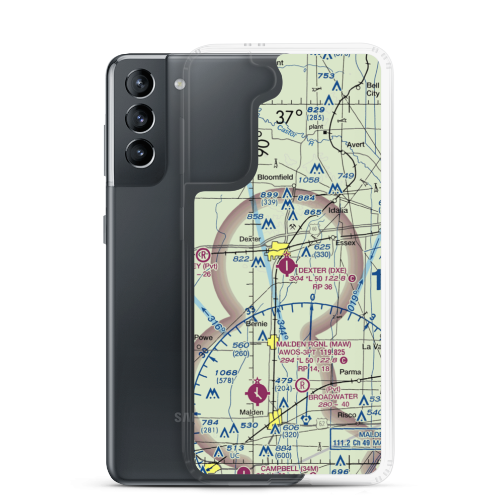 Dexter Municipal Airport (DXE) VFR Sectional Samsung Case Samsung Galaxy S21 model shown