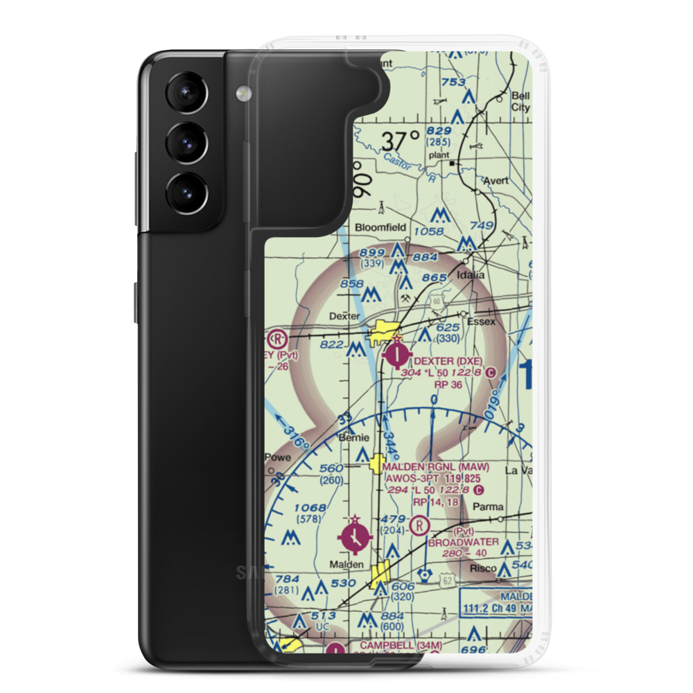 Dexter Municipal Airport (DXE) VFR Sectional Samsung Case Samsung Galaxy S21 Plus model shown