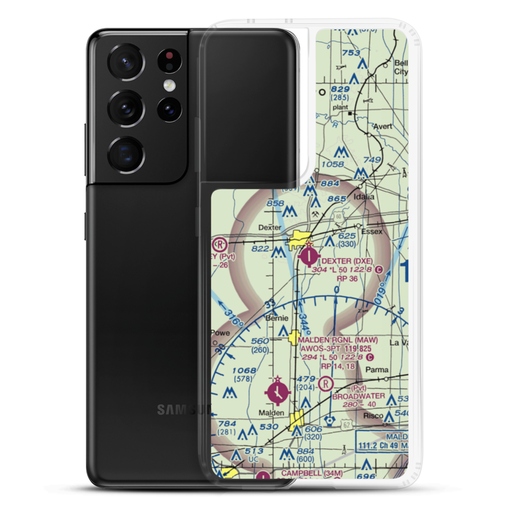 Dexter Municipal Airport (DXE) VFR Sectional Samsung Case Samsung Galaxy S21 Ultra model shown