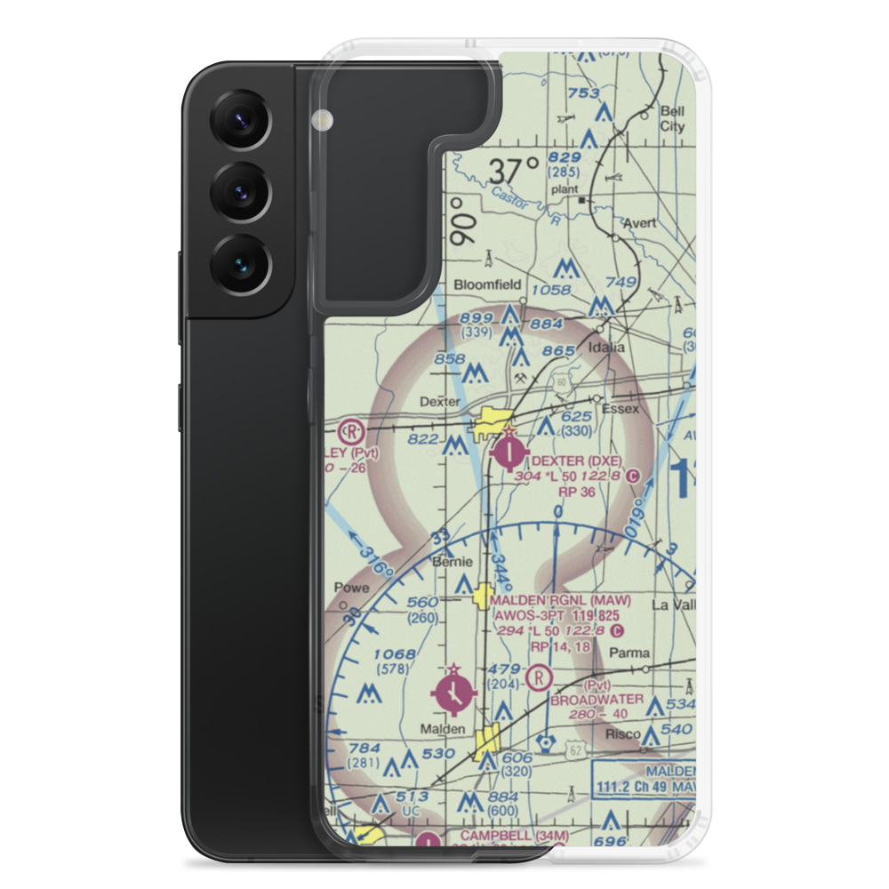 Dexter Municipal Airport (DXE) VFR Sectional Samsung Case Samsung Galaxy S22 Plus model shown