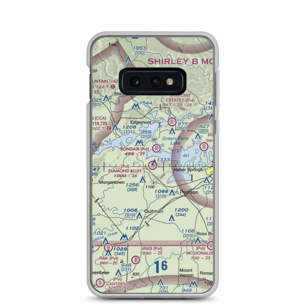 Diamond Bluff Airport (1AR6) VFR Sectional Samsung Case Samsung Galaxy S10e model shown