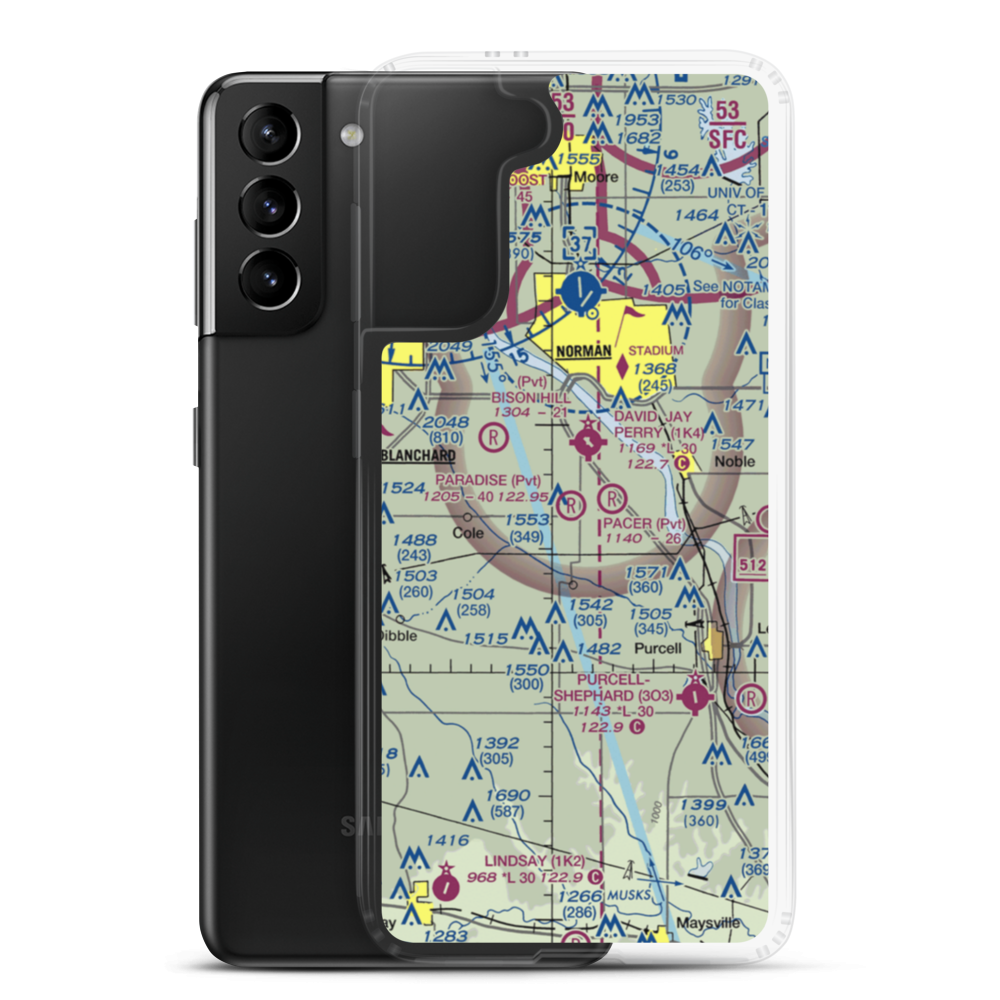 Dick's Airport (OK02) VFR Sectional Samsung Case Samsung Galaxy S21 Plus model shown
