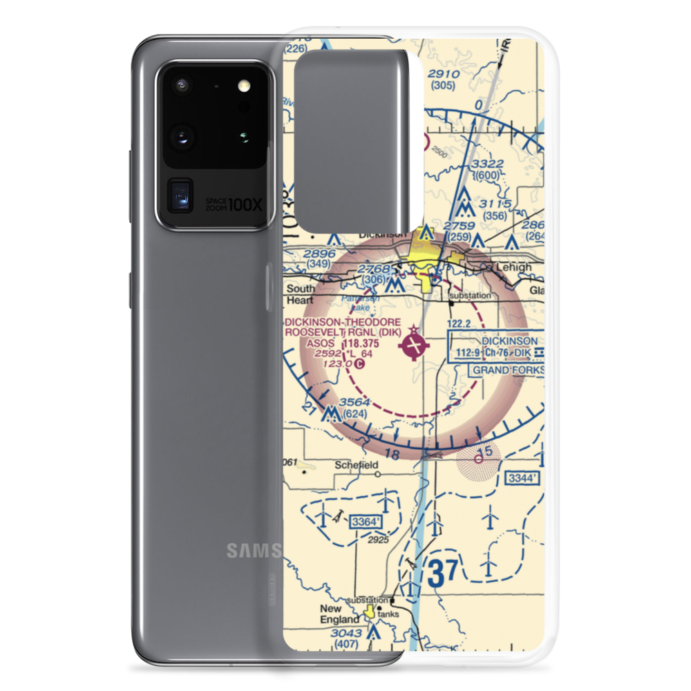 Dickinson Theodore Roosevelt Regional Airport (DIK) VFR Sectional Samsung Case Samsung Galaxy S20 Ultra model shown