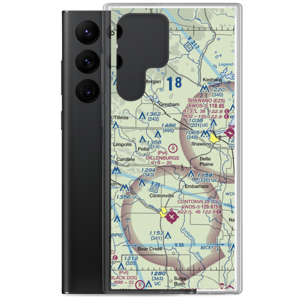Dillenburg's Airport (8WI1) VFR Sectional Samsung Case Samsung Galaxy S22 Ultra model shown