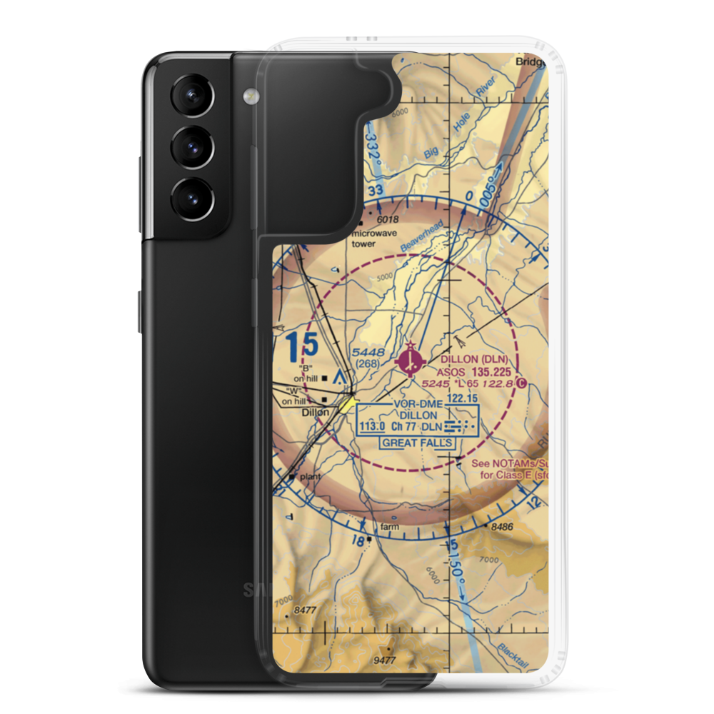 Dillon Airport (DLN) VFR Sectional Samsung Case Samsung Galaxy S21 Plus model shown