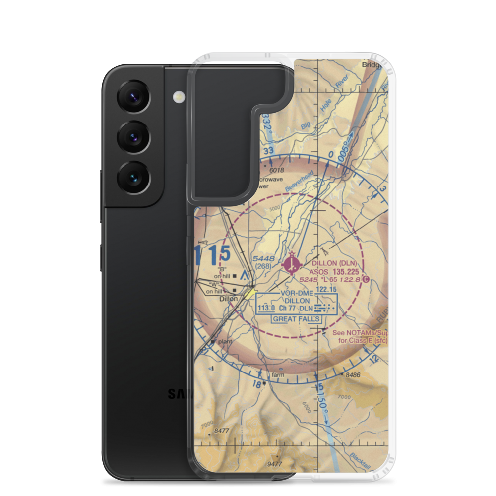 Dillon Airport (DLN) VFR Sectional Samsung Case Samsung Galaxy S22 model shown
