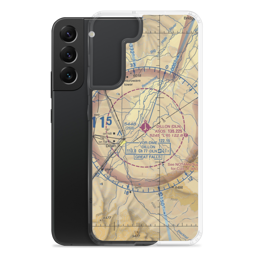 Dillon Airport (DLN) VFR Sectional Samsung Case Samsung Galaxy S22 Plus model shown