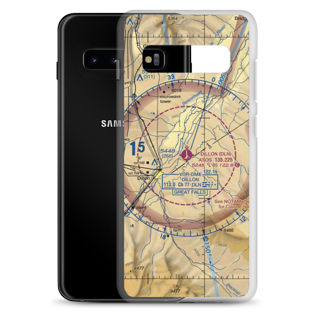 Dillon Airport (DLN) VFR Sectional Samsung Case Samsung Galaxy S10+ model shown