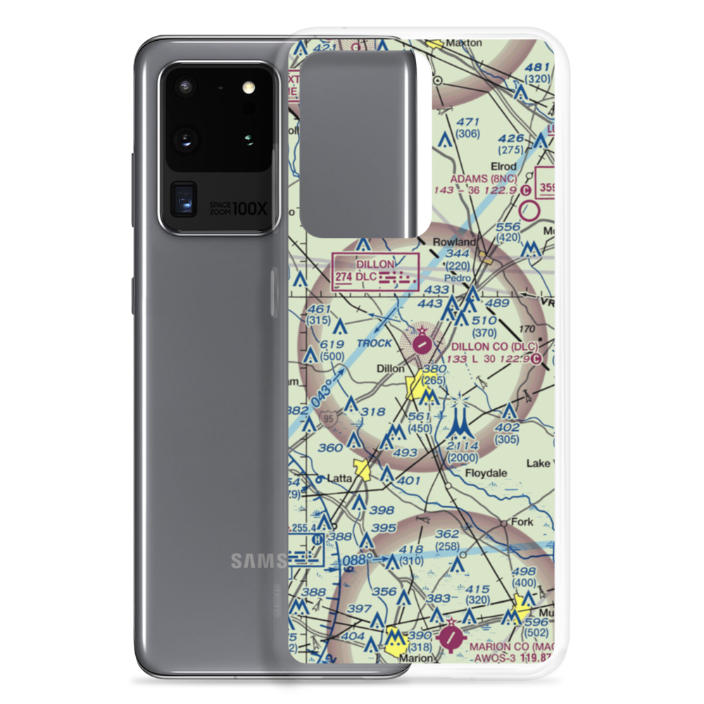 Dillon County Airport (DLC) VFR Sectional Samsung Case Samsung Galaxy S20 Ultra model shown