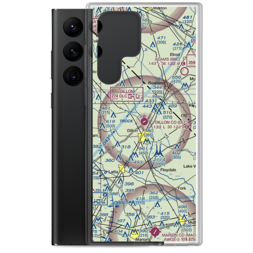 Dillon County Airport (DLC) VFR Sectional Samsung Case Samsung Galaxy S22 Ultra model shown