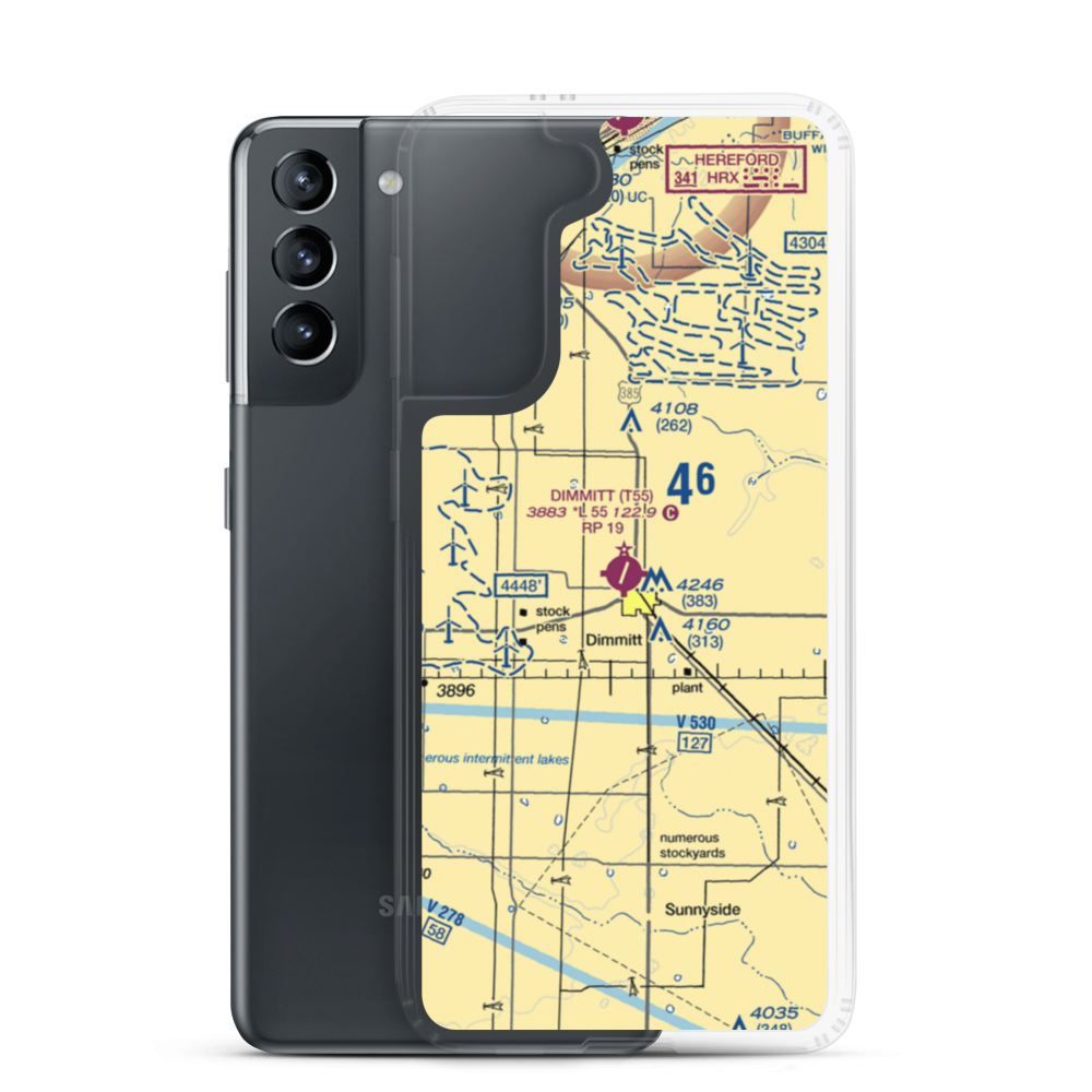 Dimmitt Municipal Airport (T55) VFR Sectional Samsung Case Samsung Galaxy S21 model shown