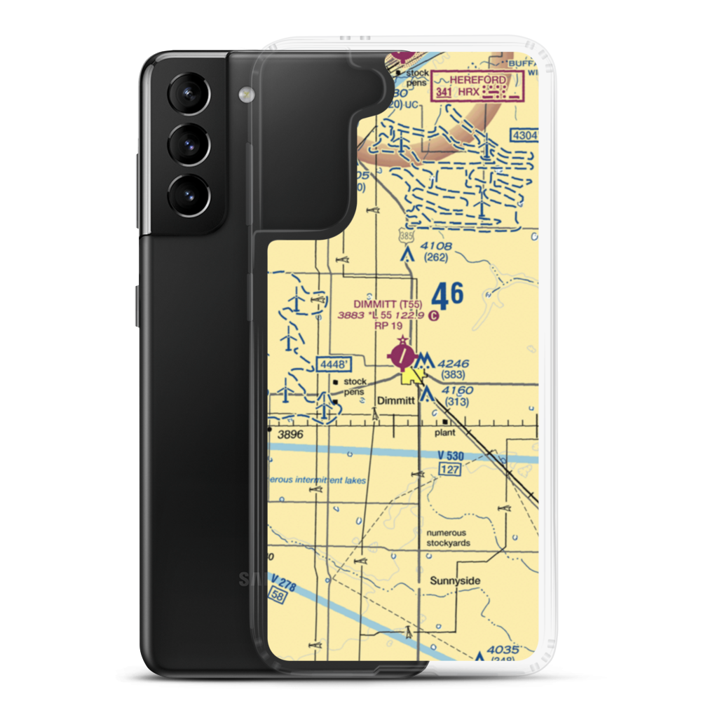 Dimmitt Municipal Airport (T55) VFR Sectional Samsung Case Samsung Galaxy S21 Plus model shown