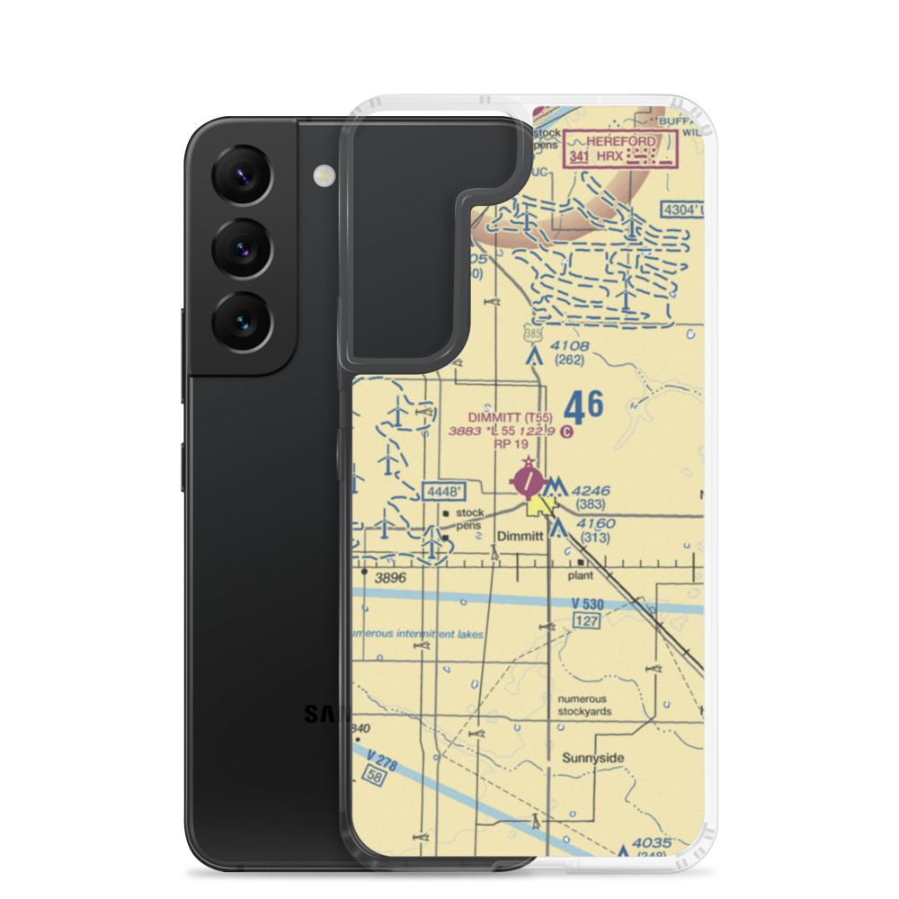 Dimmitt Municipal Airport (T55) VFR Sectional Samsung Case Samsung Galaxy S22 model shown