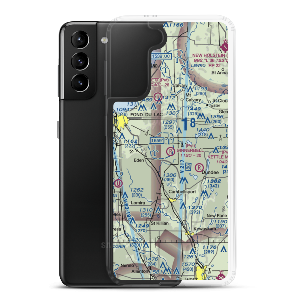 Dinnerbell Airport (61WI) VFR Sectional Samsung Case Samsung Galaxy S21 Plus model shown