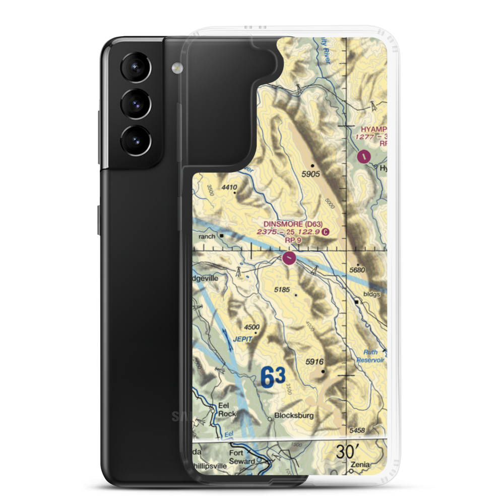 Dinsmore Airport (D63) VFR Sectional Samsung Case Samsung Galaxy S21 Plus model shown