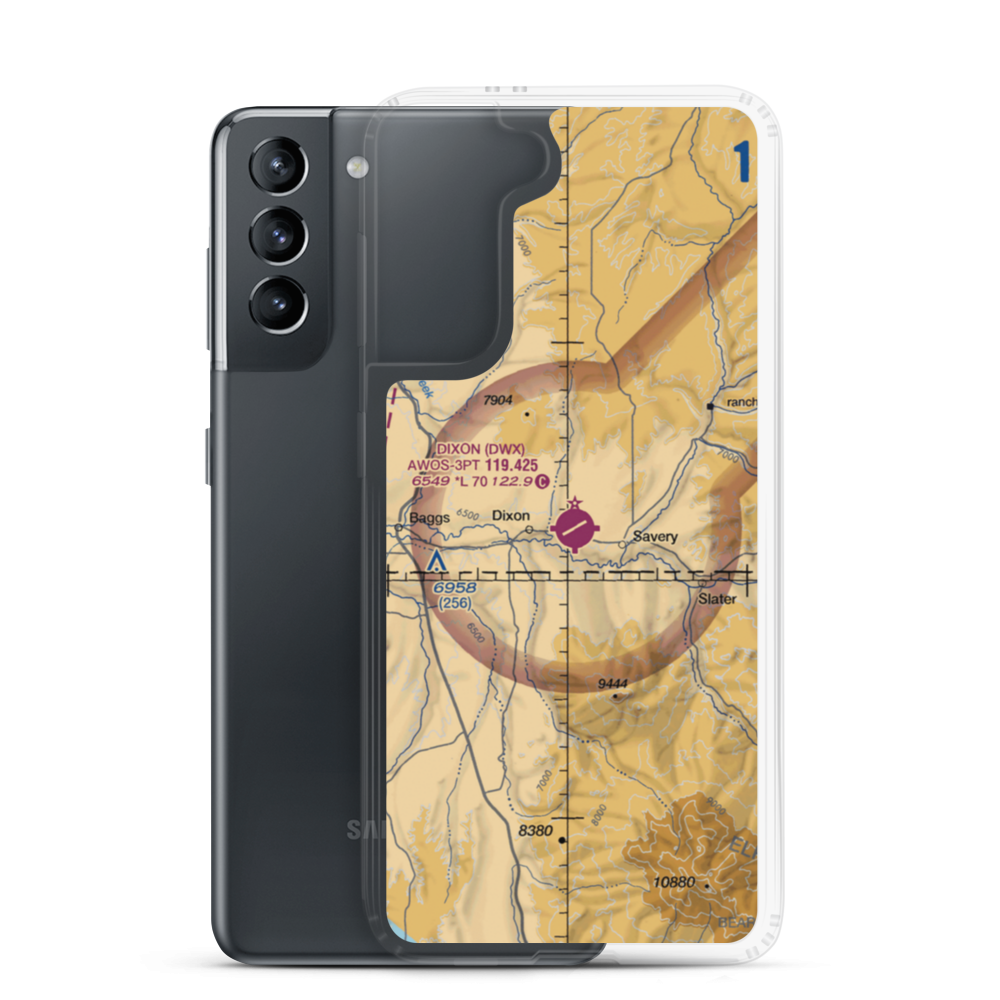 Dixon Airport (DWX) VFR Sectional Samsung Case Samsung Galaxy S21 model shown