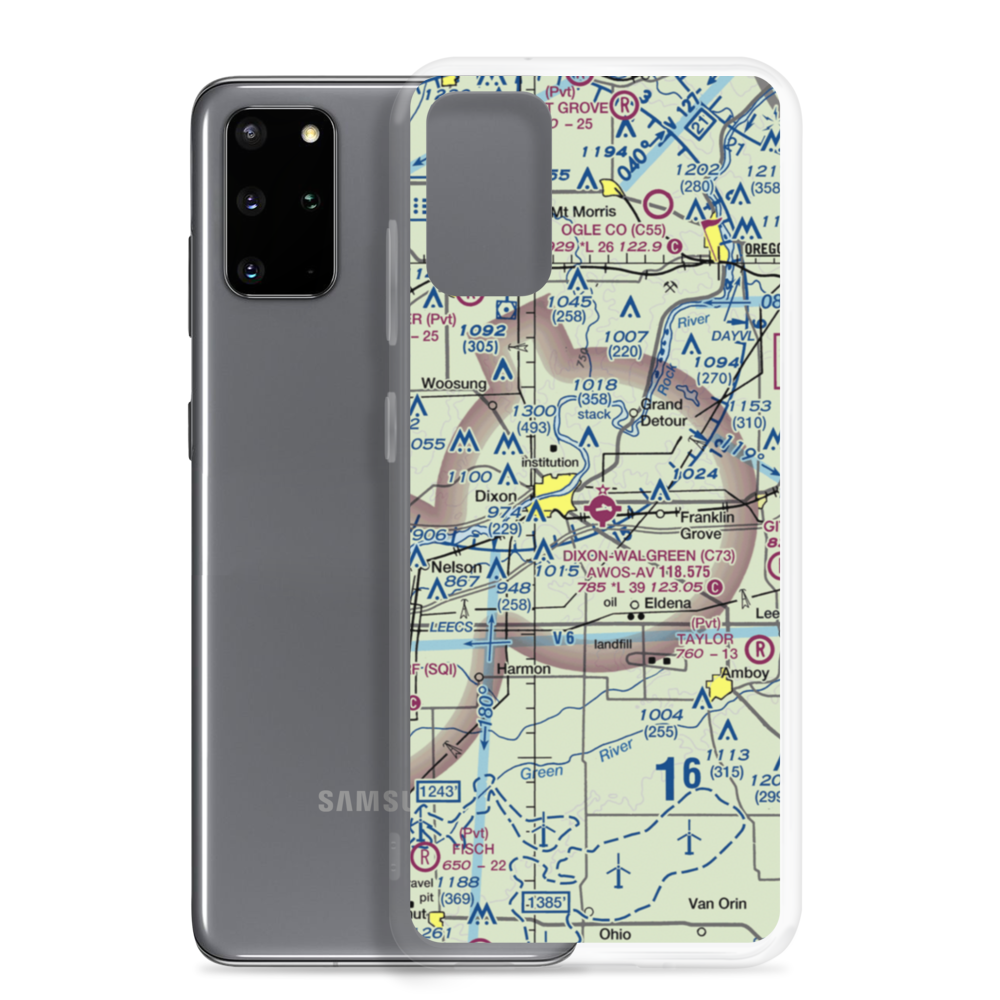 Dixon Municipal Charles R. Walgreen Field (C73) VFR Sectional Samsung Case Samsung Galaxy S20 Plus model shown