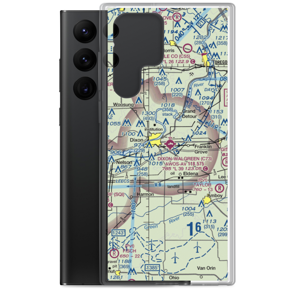 Dixon Municipal Charles R. Walgreen Field (C73) VFR Sectional Samsung Case Samsung Galaxy S22 Ultra model shown