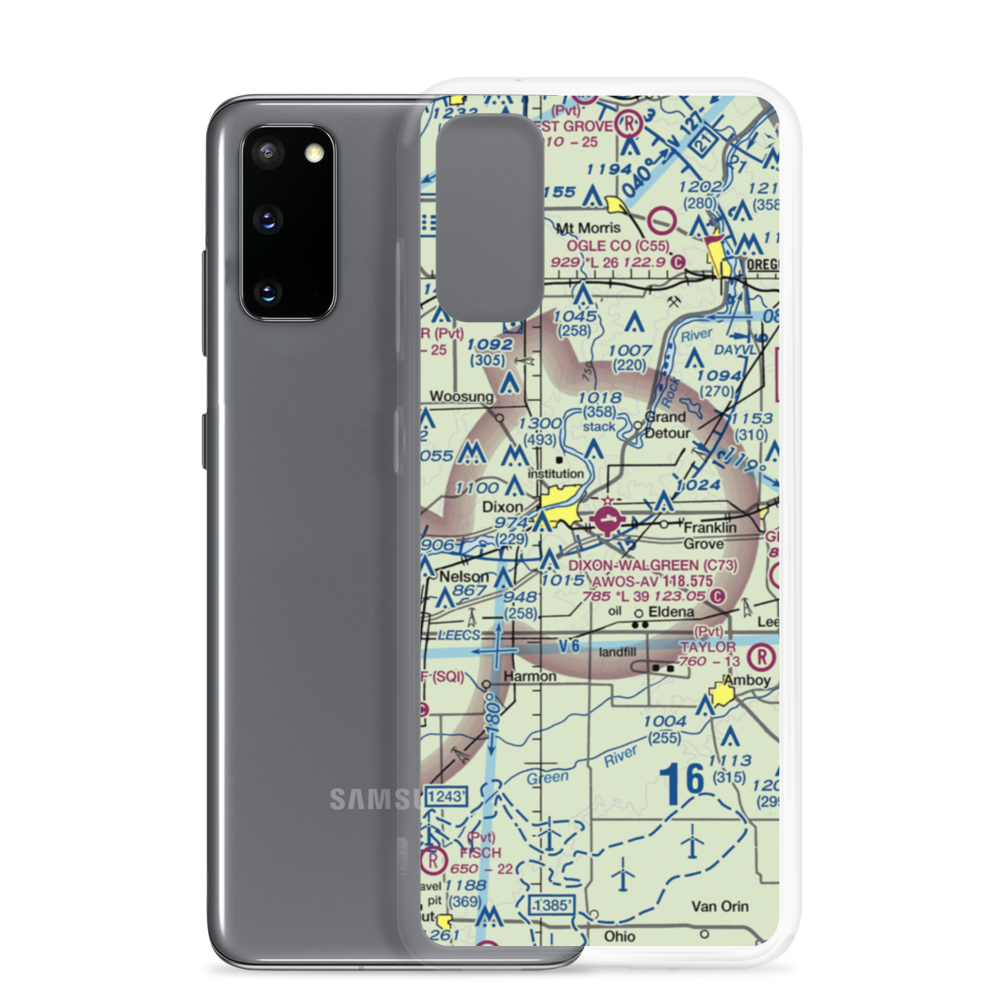 Dixon Municipal Charles R. Walgreen Field (C73) VFR Sectional Samsung Case Samsung Galaxy S20 model shown