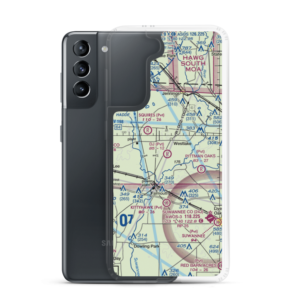 DJ Farm Airport (FA93) VFR Sectional Samsung Case Samsung Galaxy S21 model shown